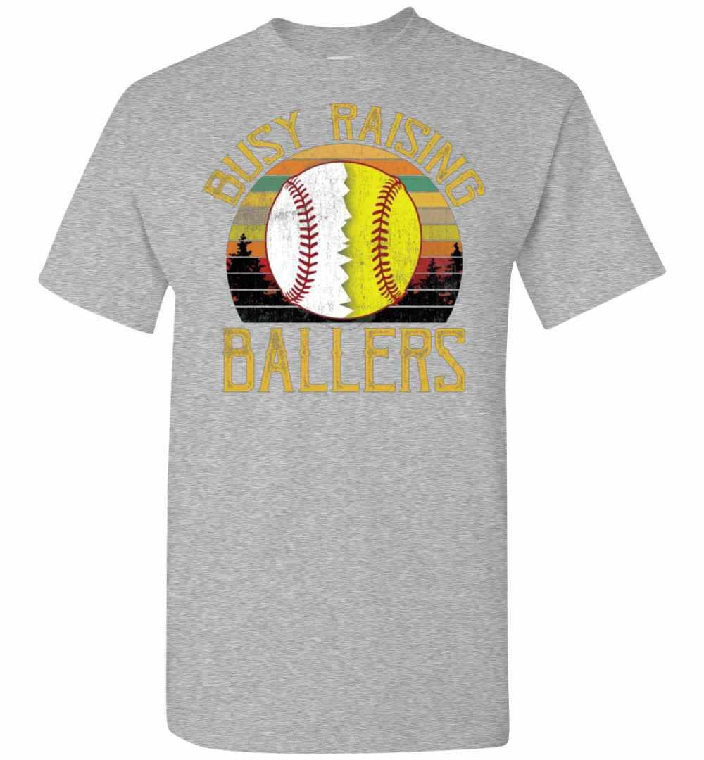 Inktee Store - Baseball Softball Mom Busy Raising Ballers Men'S T-Shirt Image