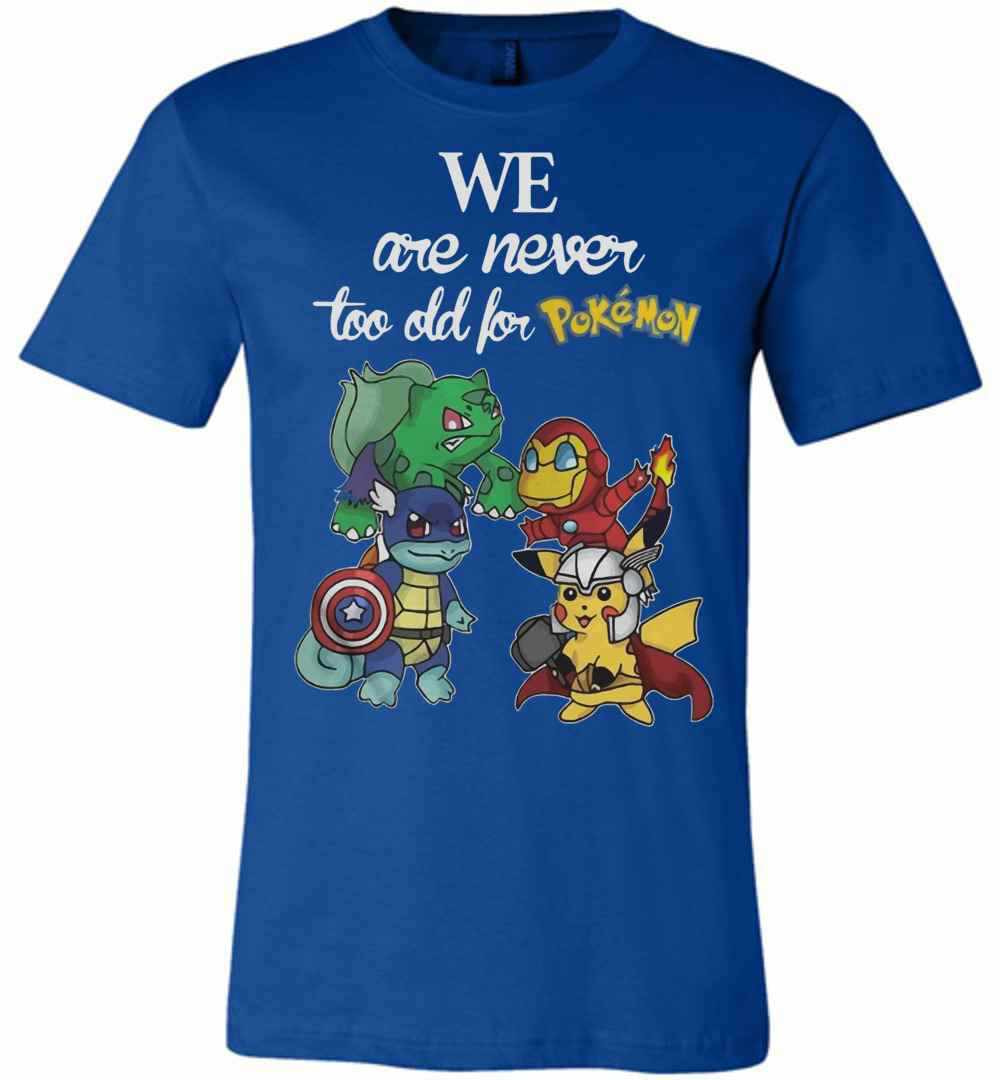 Inktee Store - Baby Squirtle Pikachu Hitokage Bulbasaur We Are Never Premium T-Shirt Image
