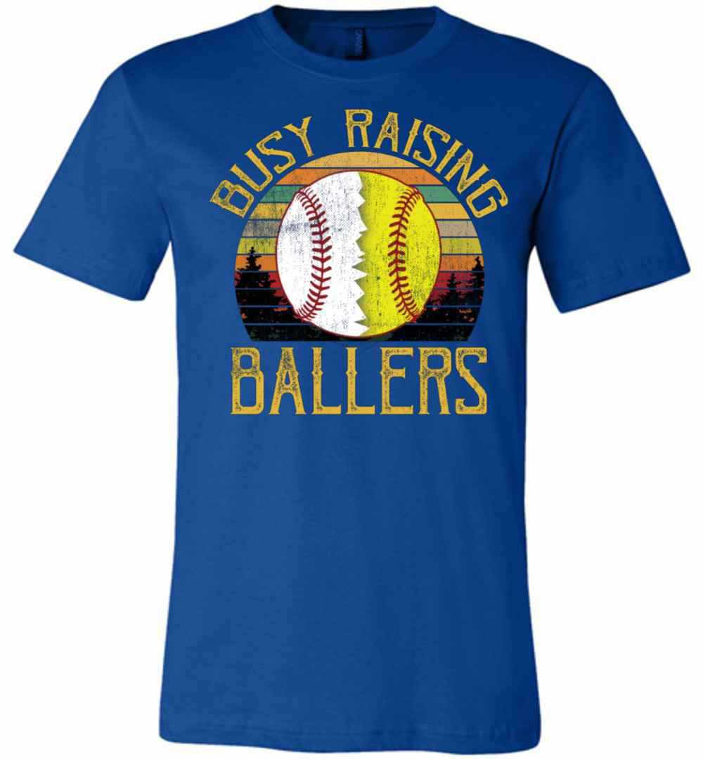Inktee Store - Baseball Softball Mom Busy Raising Ballers Premium T-Shirt Image