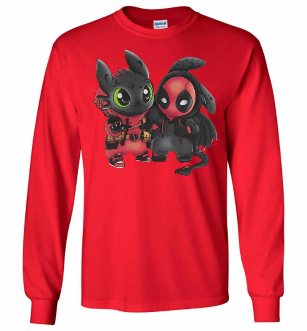 Inktee Store - Baby Toothless And Deadpool Long Sleeve T-Shirt Image