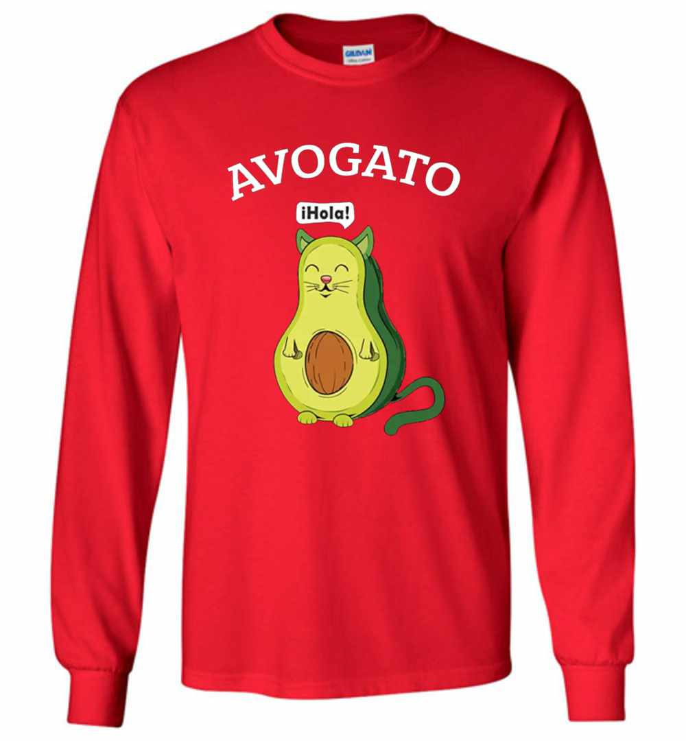 Inktee Store - Avogato Funny Cute Avogato Cat Face Long Sleeve T-Shirt Image