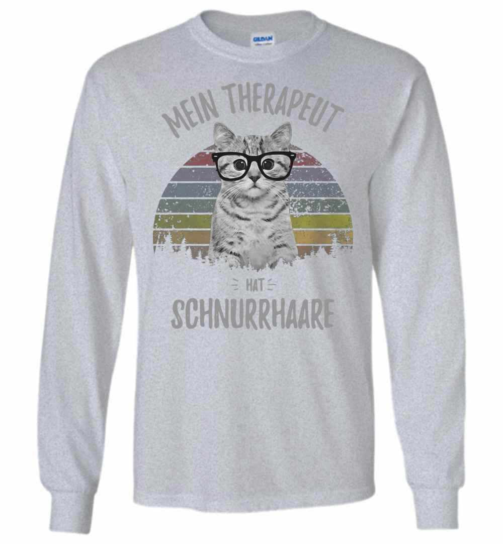 Inktee Store - Cat Mein Therapeut Hat Schnurrhaare Retro Vintage Long Sleeve T-Shirt Image