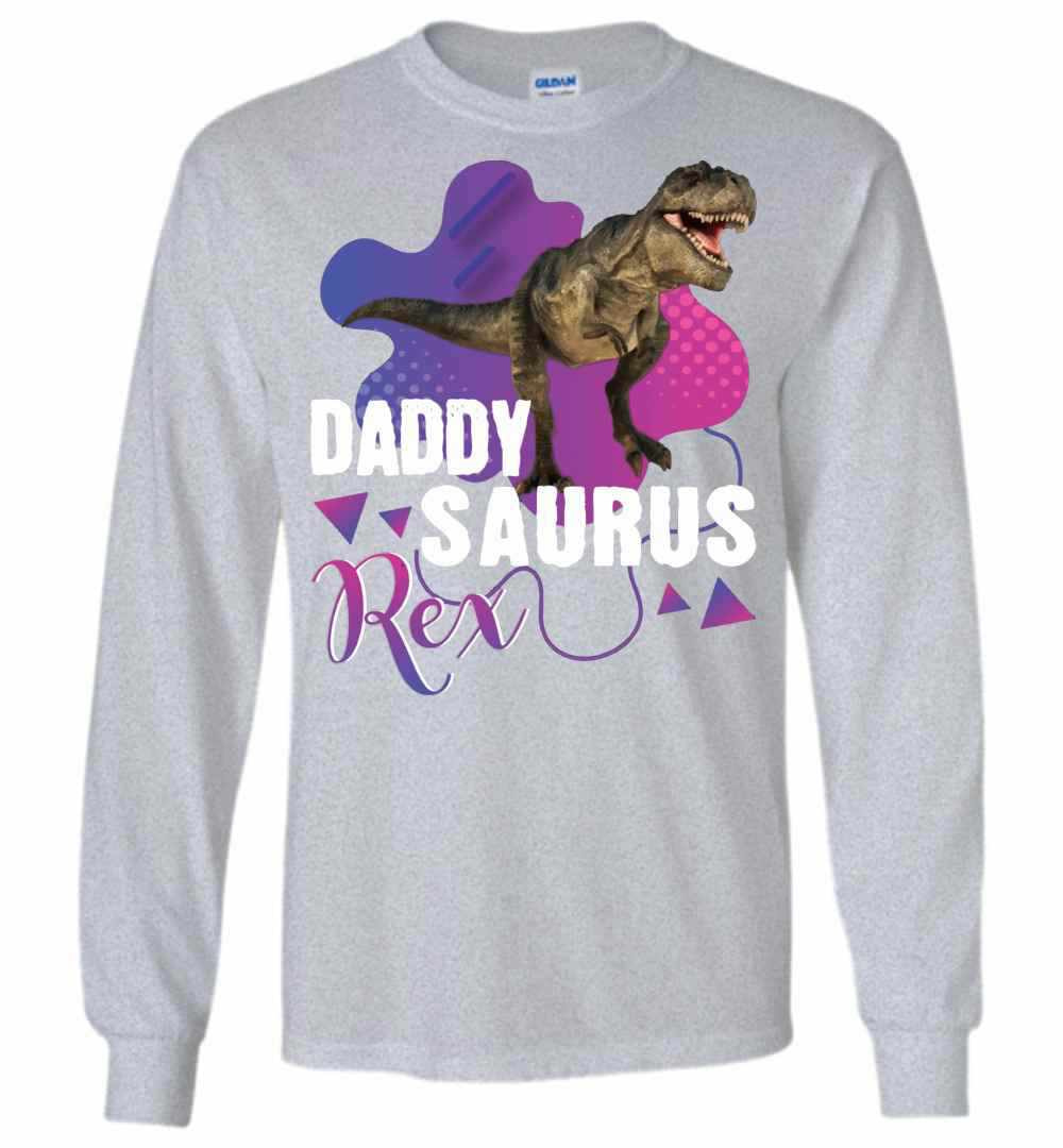 Inktee Store - Daddysaurus Rex Cool Dinosaur Dad T Rex Long Sleeve T-Shirt Image