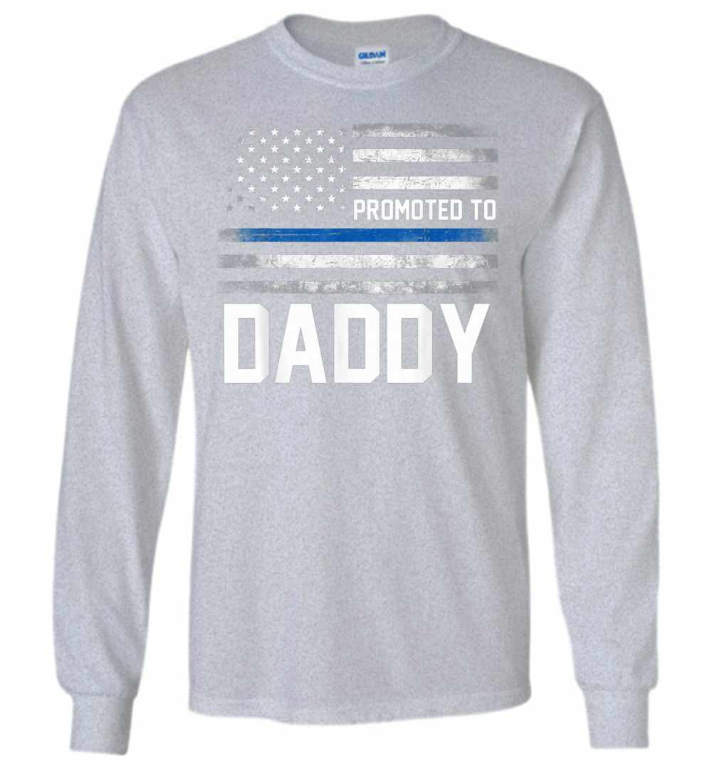 Inktee Store - Funny Promoted To Daddy American Flag Fathers Day Long Sleeve T-Shirt Image