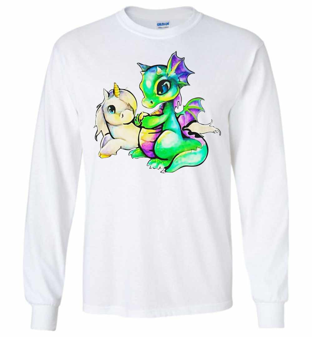 Inktee Store - Baby Unicorn And Baby Dragon Long Sleeve T-Shirt Image
