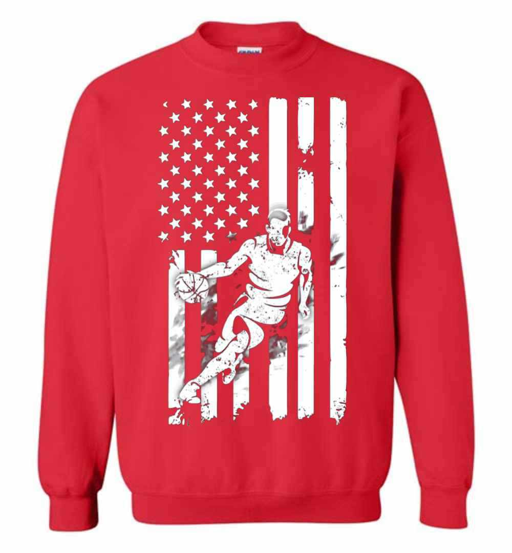 Inktee Store - Basketball Player With American Flag Sweatshirt Image