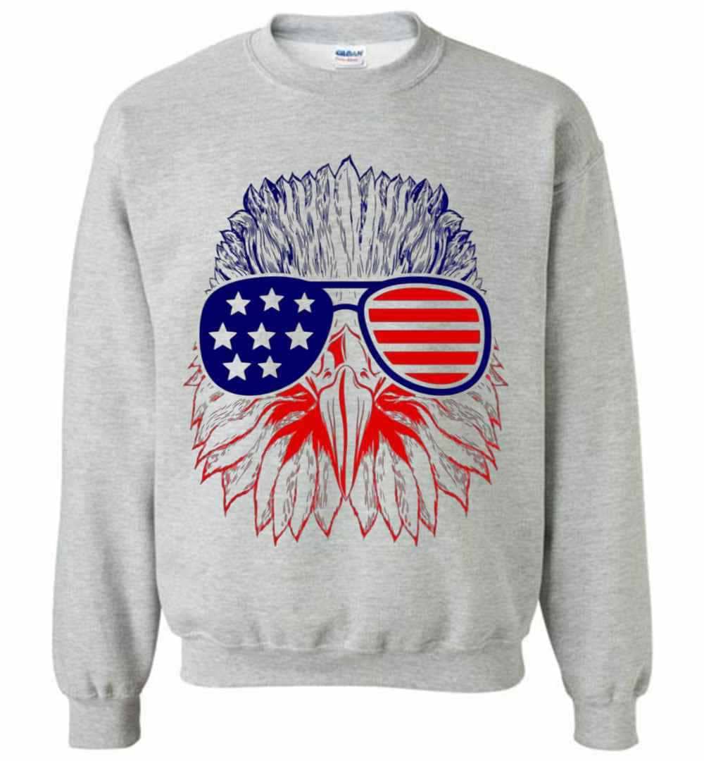 Inktee Store - Bald Eagle American Flag Aviator Glasses Sweatshirt Image