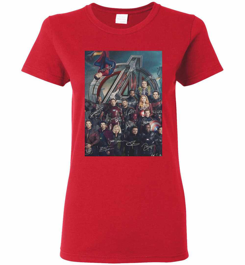 Inktee Store - Marvel Avengers Endgame Poster Character Signature Women'S T-Shirt Image