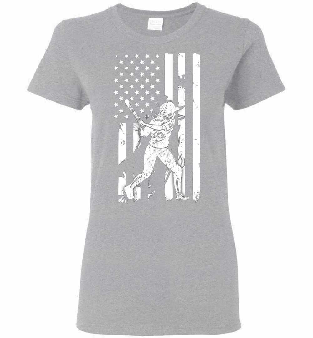 Inktee Store - Baseball Player With American Flag Women'S T-Shirt Image
