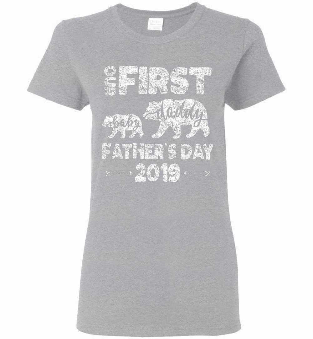 Inktee Store - Funny First Fathers Day Dad And Baby Bear 2019 Women'S T-Shirt Image