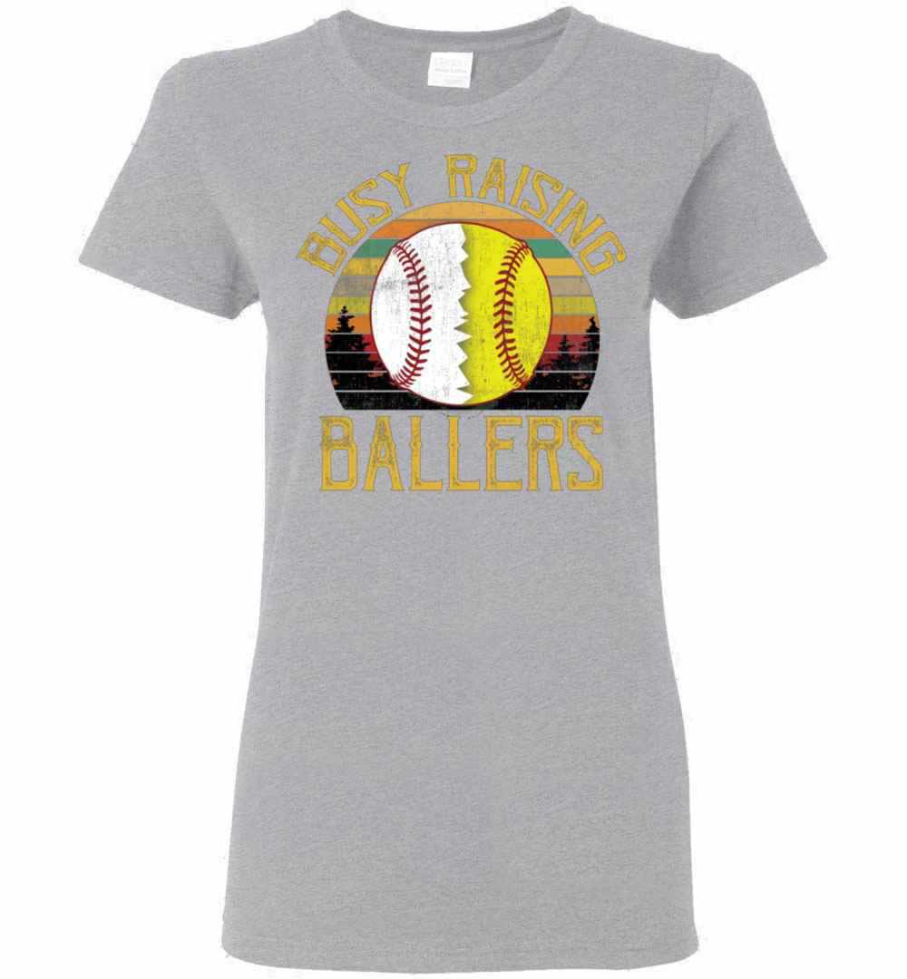Inktee Store - Baseball Softball Mom Busy Raising Ballers Women'S T-Shirt Image