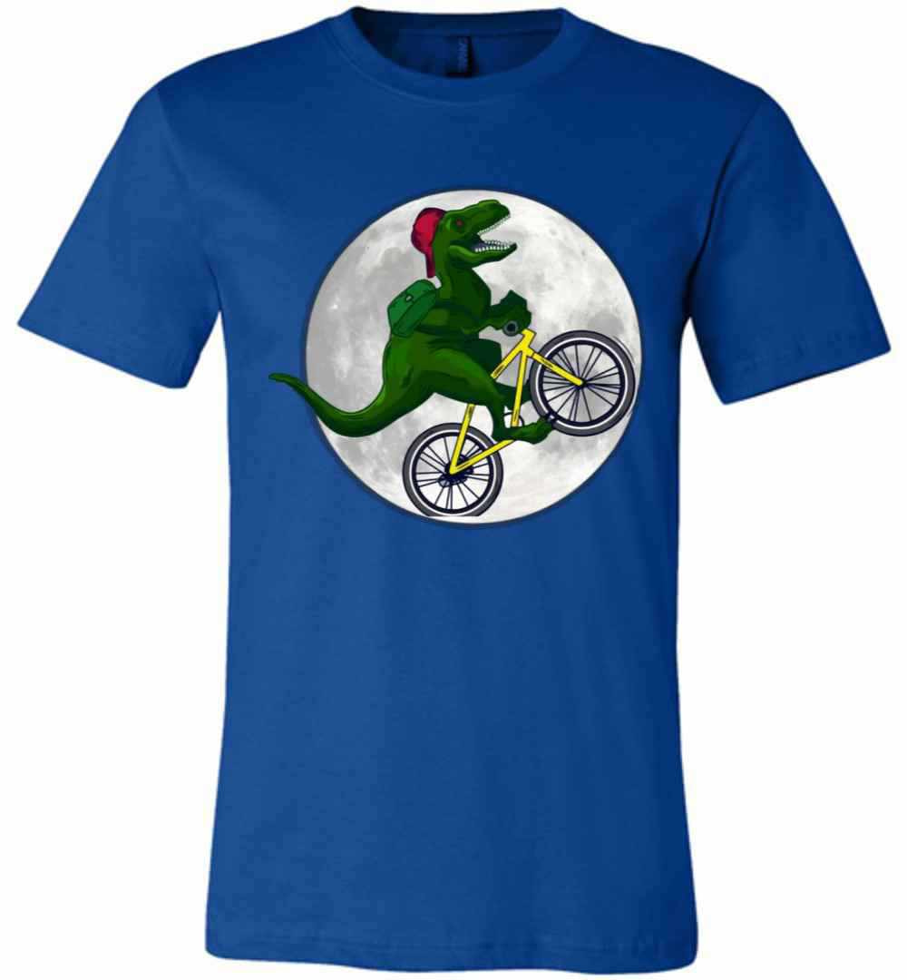 Inktee Store - Dinosaurs Ride Bicycles On The Moon Premium T-Shirt Image