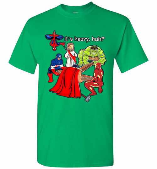 Inktee Store - Jesus Cross It'S Heavy Huh Avengers Superhero Men'S T-Shirt Image