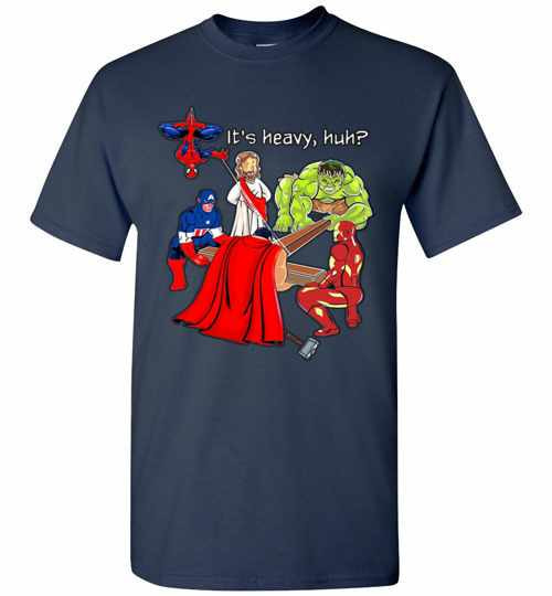 Inktee Store - Jesus Cross It'S Heavy Huh Avengers Superhero Men'S T-Shirt Image