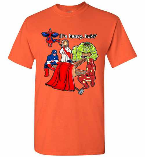 Inktee Store - Jesus Cross It'S Heavy Huh Avengers Superhero Men'S T-Shirt Image