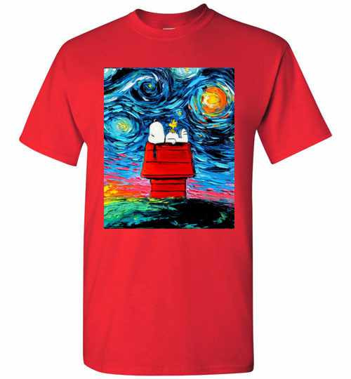 Inktee Store - Woodstock And Snoopy Starry Night Men'S T-Shirt Image