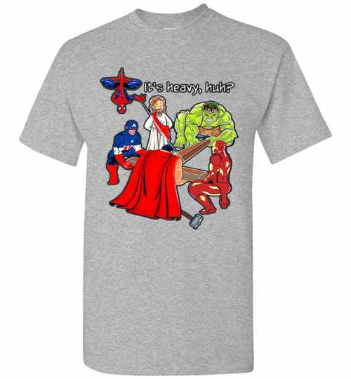 Inktee Store - Jesus Cross It'S Heavy Huh Avengers Superhero Men'S T-Shirt Image