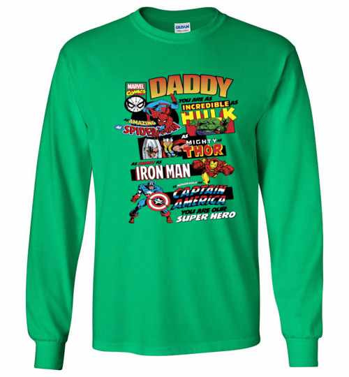 Inktee Store - Marvel Avengers Father'S Day Retro Comic Long Sleeve T-Shirt Image