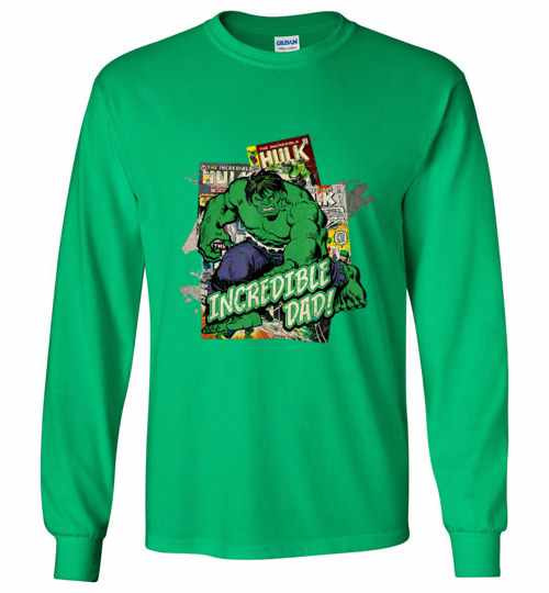 Inktee Store - Marvel Hulk Incredible Dad Fathers Day Long Sleeve T-Shirt Image