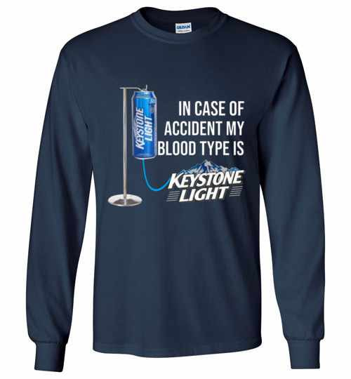 Inktee Store - In Case Of Accident My Blood Type Is Keystone Long Sleeve T-Shirt Image