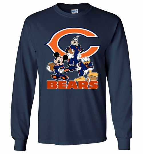 Inktee Store - Mickey Donald Goofy The Three Chicago Bears Long Sleeve T-Shirt Image