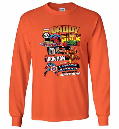 Inktee Store - Marvel Avengers Father'S Day Retro Comic Long Sleeve T-Shirt Image