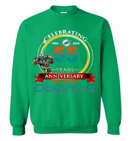 Inktee Store - Celebrating 1965 2020 55 Years Anniversary Miami Dolphins Sweatshirt Image