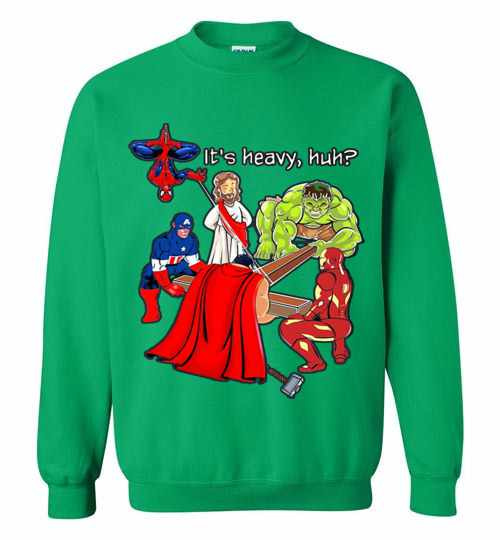 Inktee Store - Jesus Cross It'S Heavy Huh Avengers Superhero Sweatshirt Image