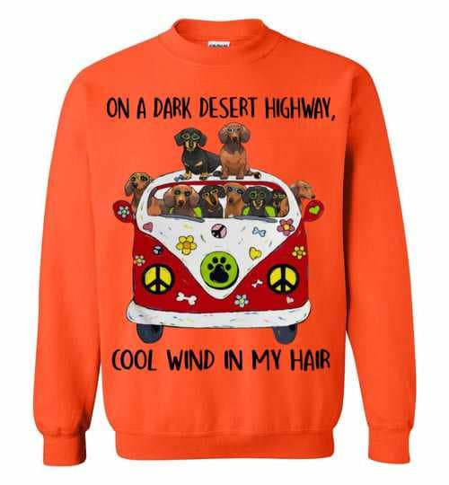 Inktee Store - Hippie Dog Car On A Dark Desert Highway Cool Wind In My Sweatshirt Image