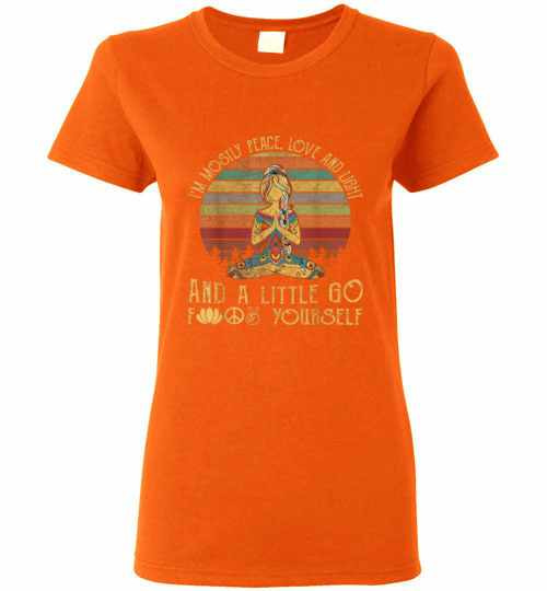 Inktee Store - Im Mostly Peace Love And Light And A Little Go Yoga Women'S T-Shirt Image