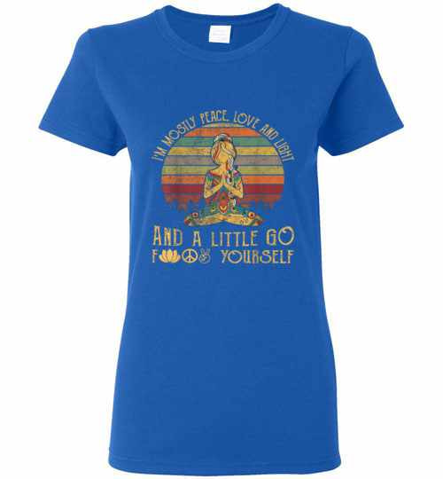 Inktee Store - Im Mostly Peace Love And Light And A Little Go Yoga Women'S T-Shirt Image