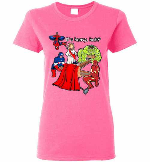 Inktee Store - Jesus Cross It'S Heavy Huh Avengers Superhero Women'S T-Shirt Image