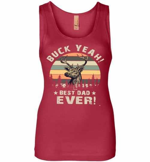 Inktee Store - Hunting Buck Yeah Best Dad Ever Vintage Womens Jersey Tank Top Image