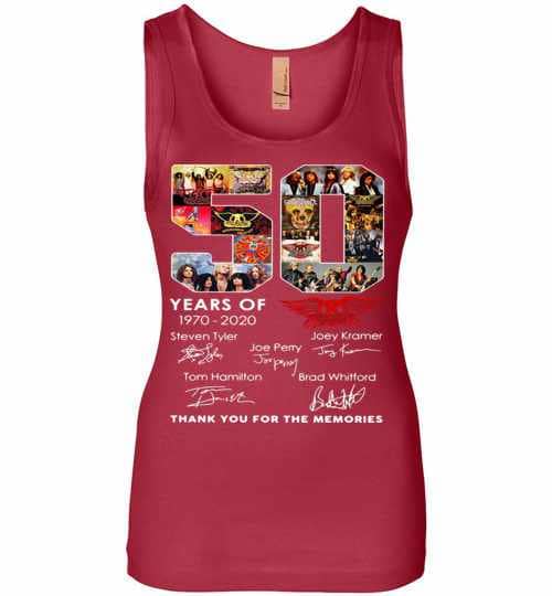 Inktee Store - 50Th Years Of Aerosmith Rocks Signature Womens Jersey Tank Top Image