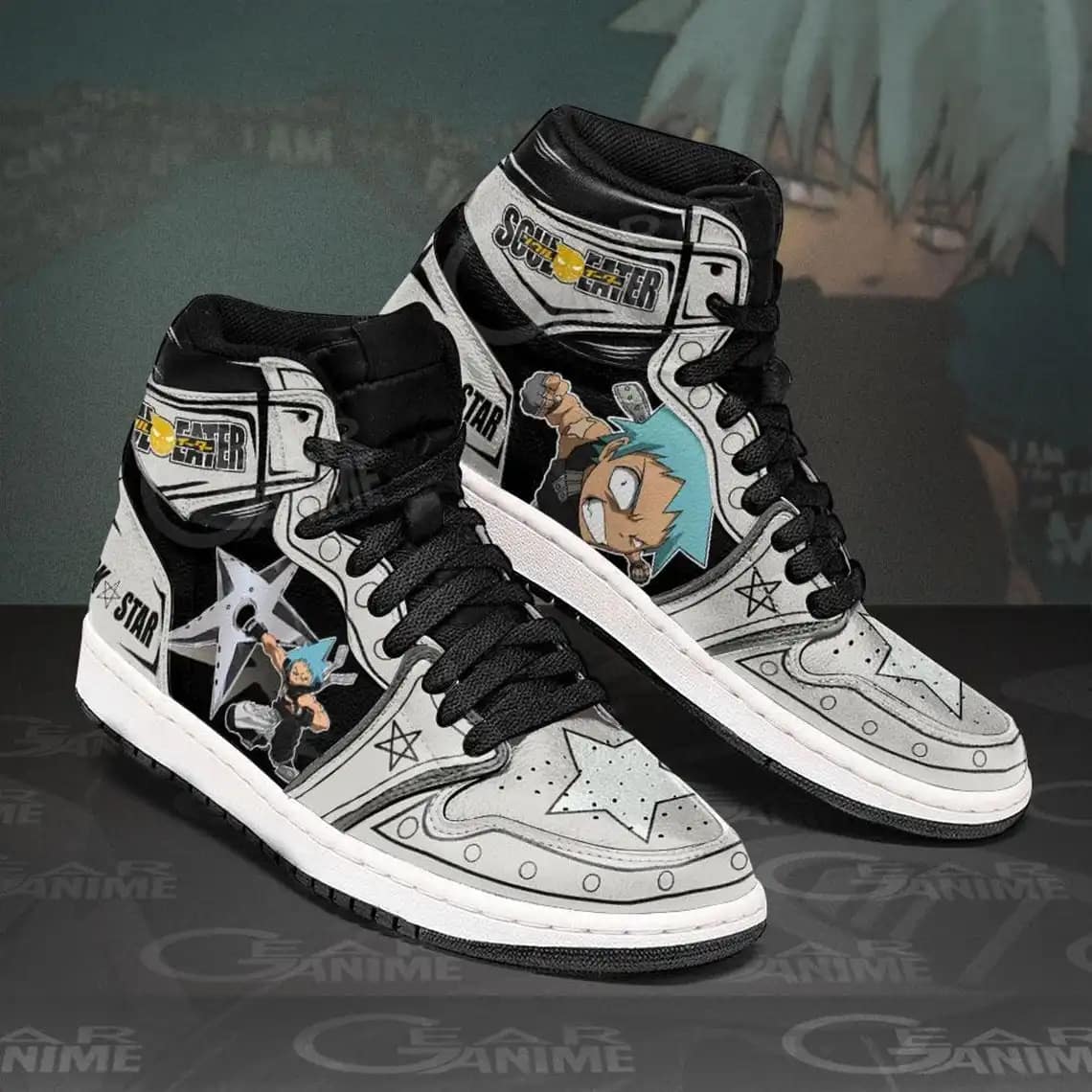 Black Star Soul Eater For Anime Fans - Custom Anime Sneaker For Men And Women Air Jordan Shoes