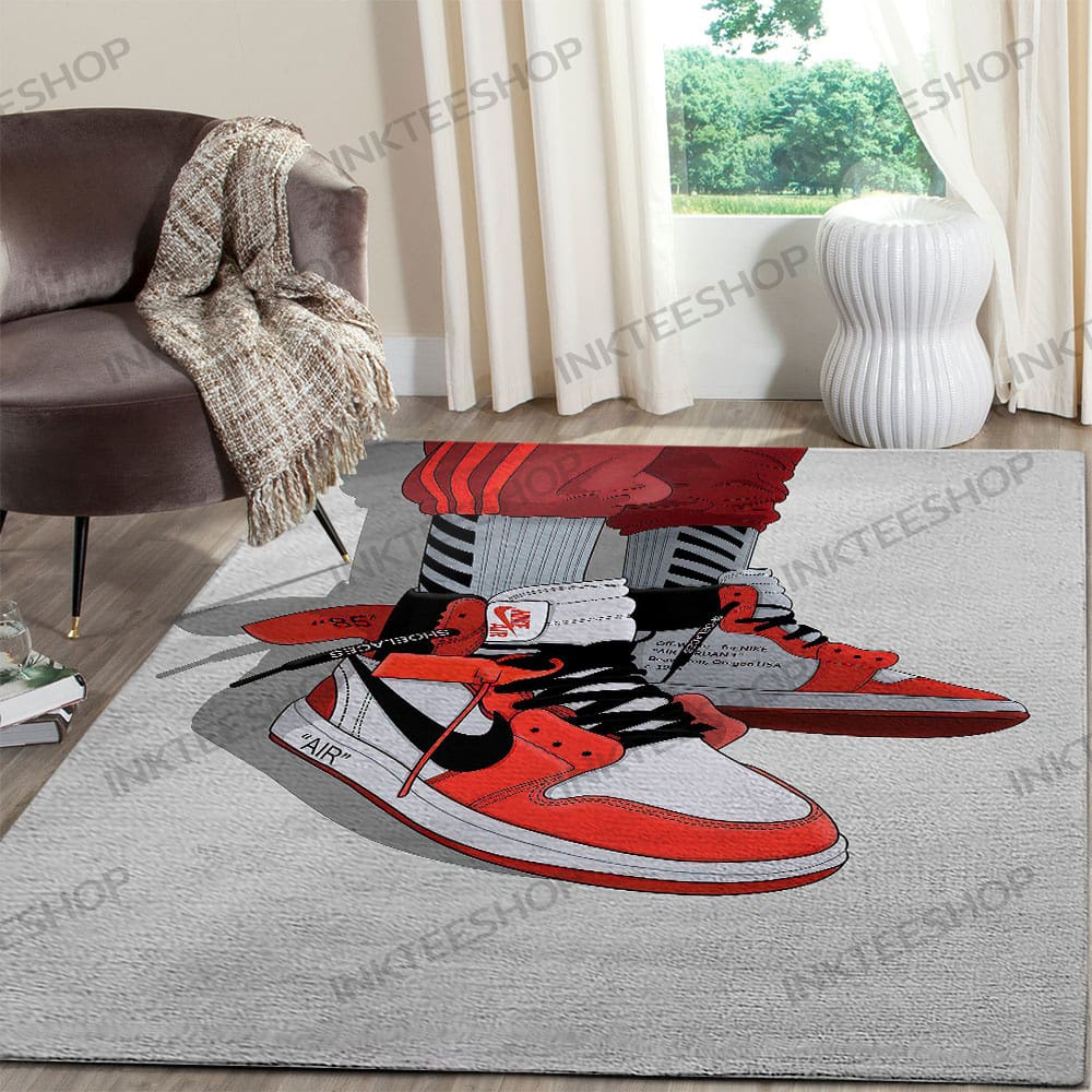 Inktee Store - Living Room Retro Nike Air Jordan Rug Image