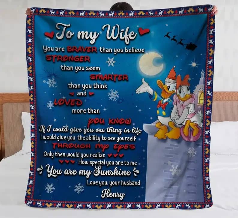 Bedding Decor Sofa Amazon Personalized To My Wife Donald And Daisy Duck Fleece Blanket