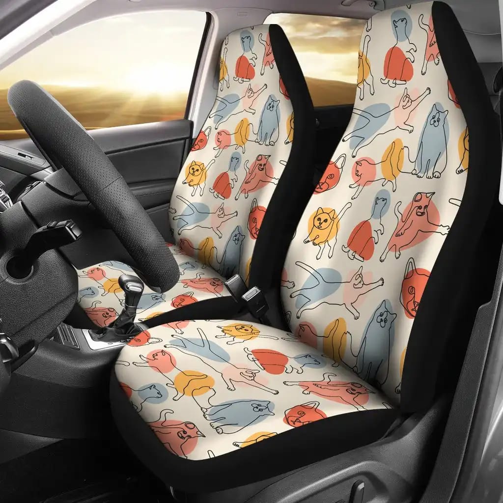 Cat Kitty Universal Front Car Seat Covers