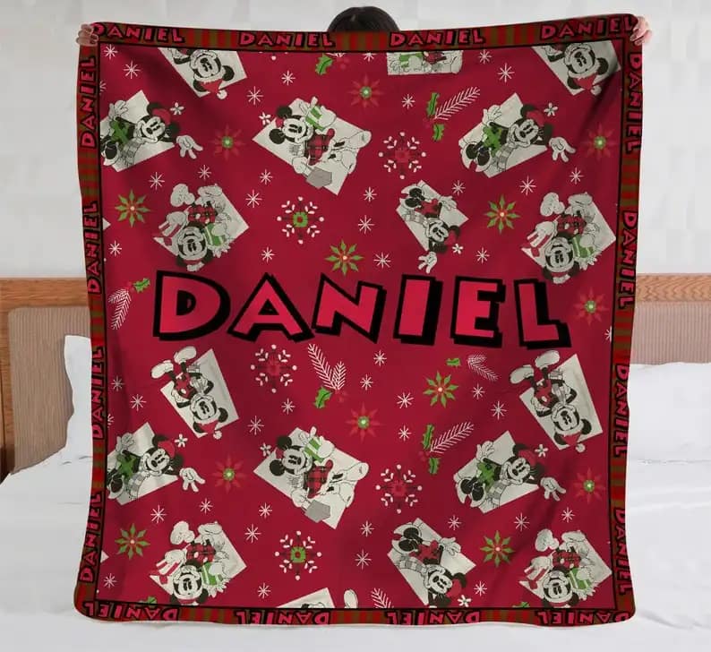 Custom Santa Mickey Mouse Christmas Bedding Decor Sofa Amazon Fleece Blanket