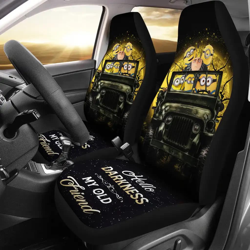 Despicable Me Gru And Minions Ride Jeep Funny Moonlight Halloween Car Seat Covers