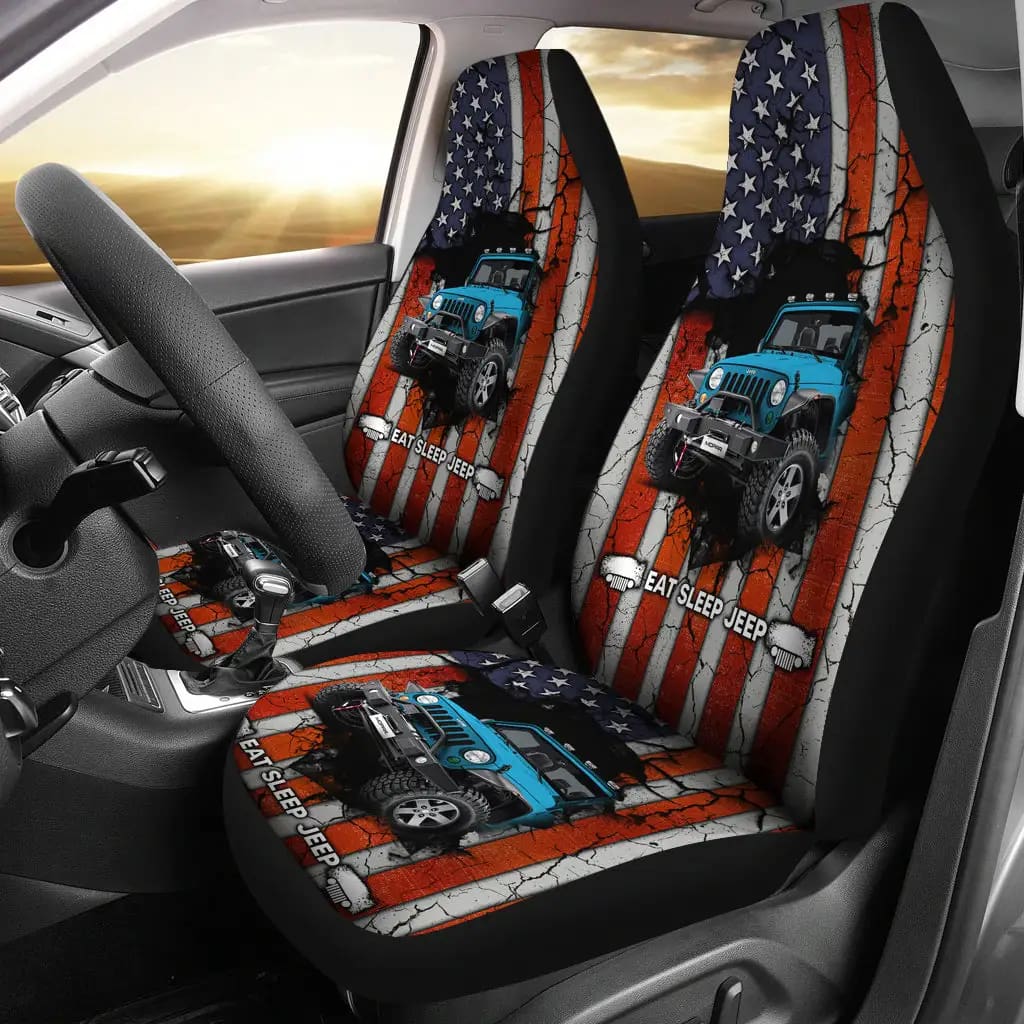 Eat Sleep Jeep Blue Car Seat Covers
