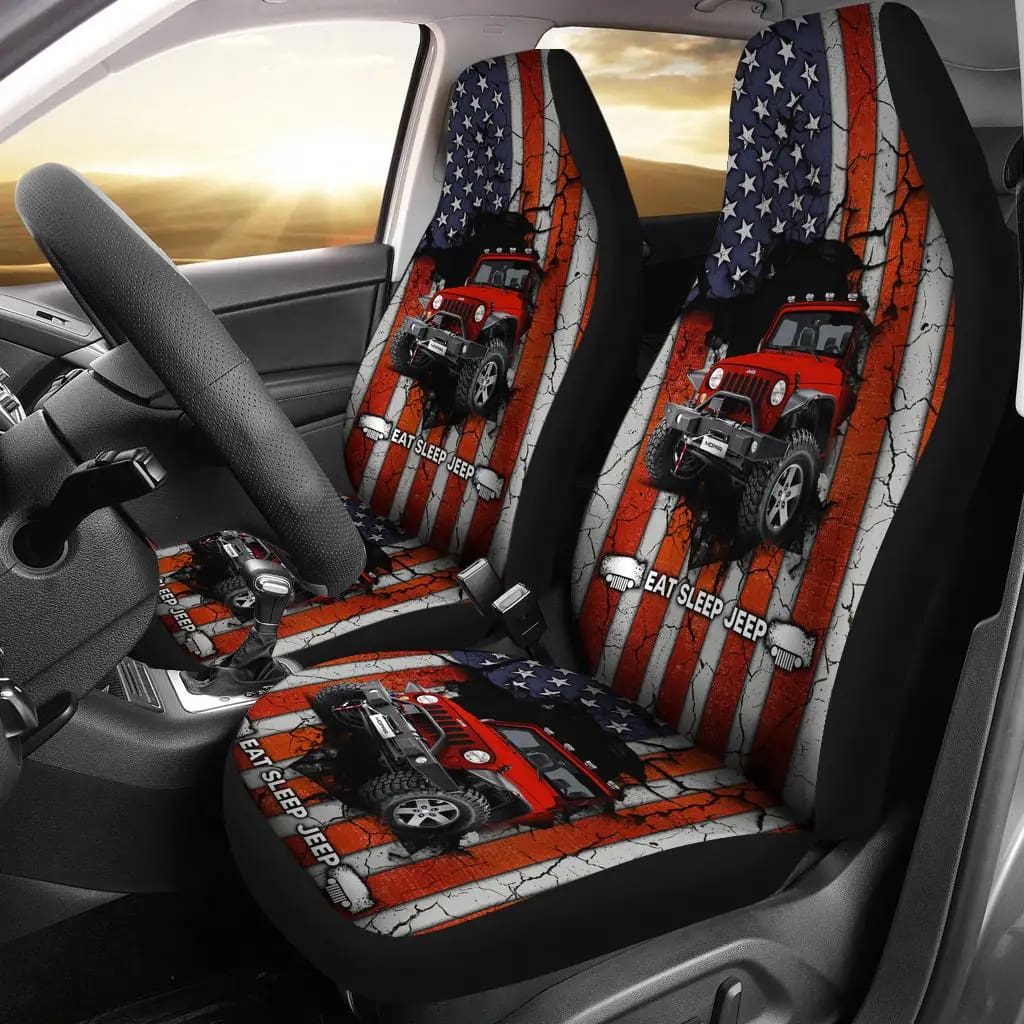 Eat Sleep Jeep Red Car Seat Covers