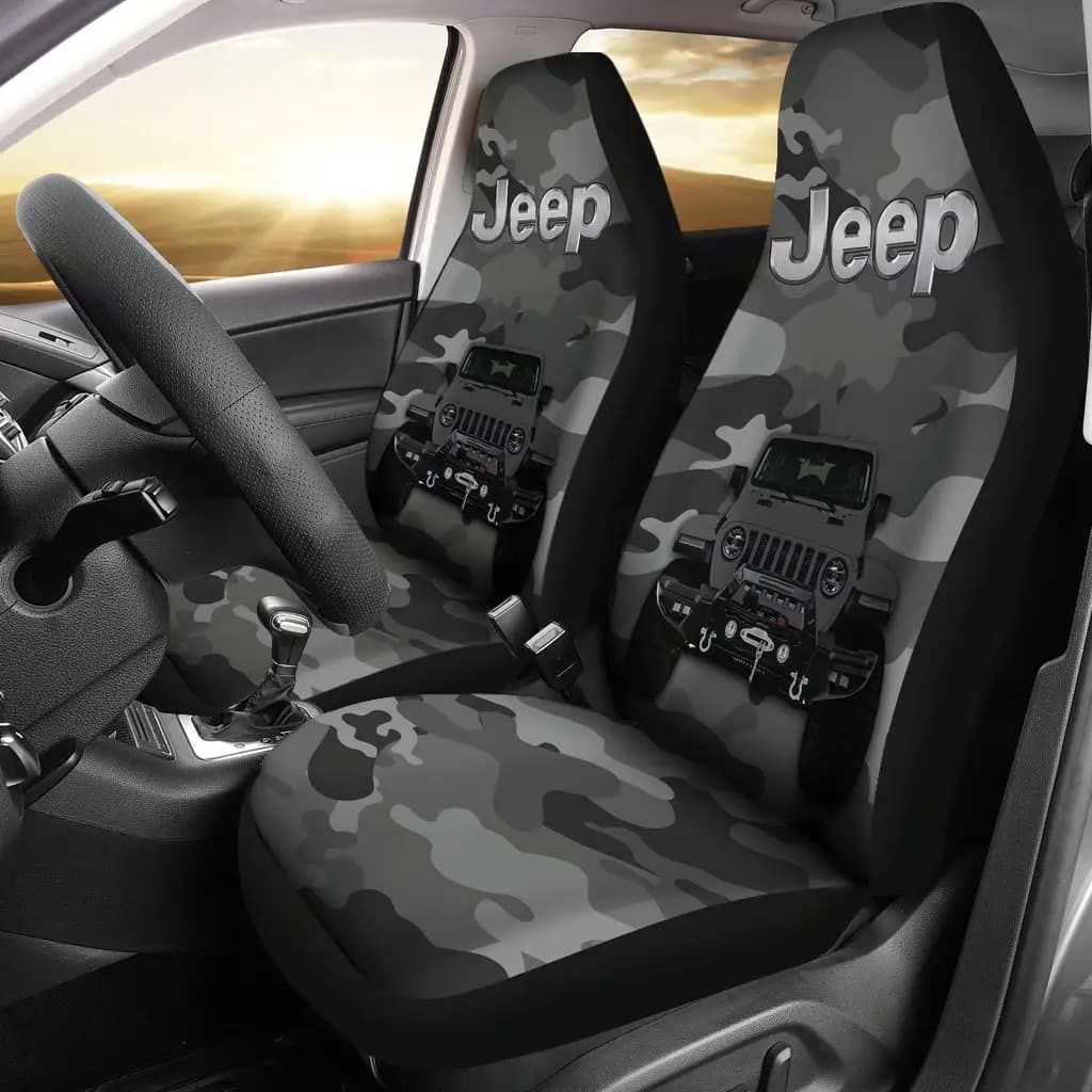 Gray Jeep Camouflage Premium Custom Car Seat Covers