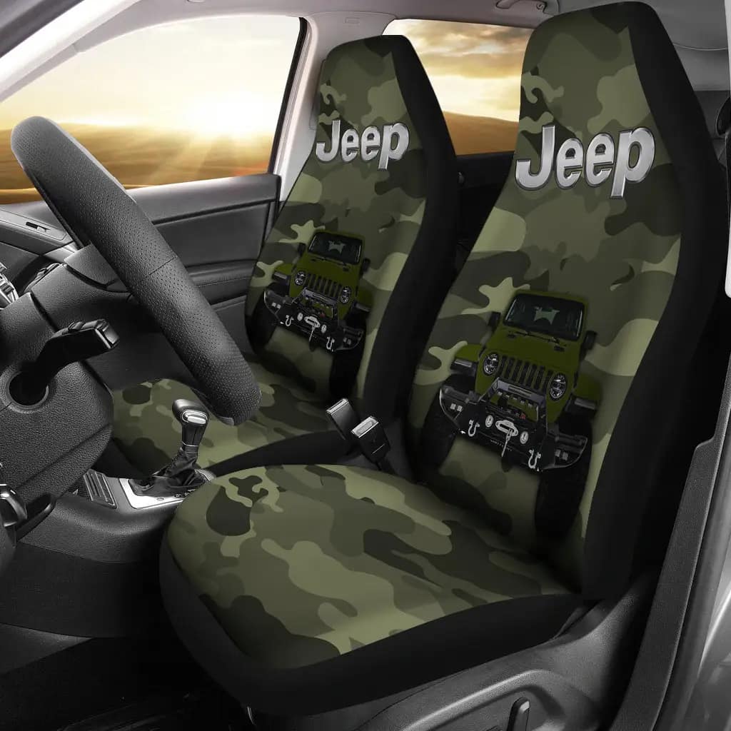 Green Jeep Camouflage Premium Custom Car Seat Covers