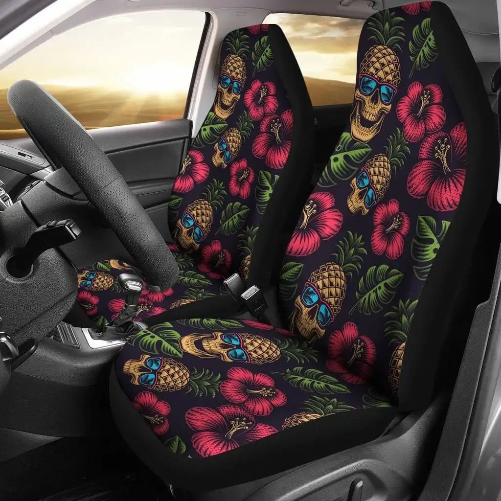 Hawaii Skull Universal Front Car Seat Covers