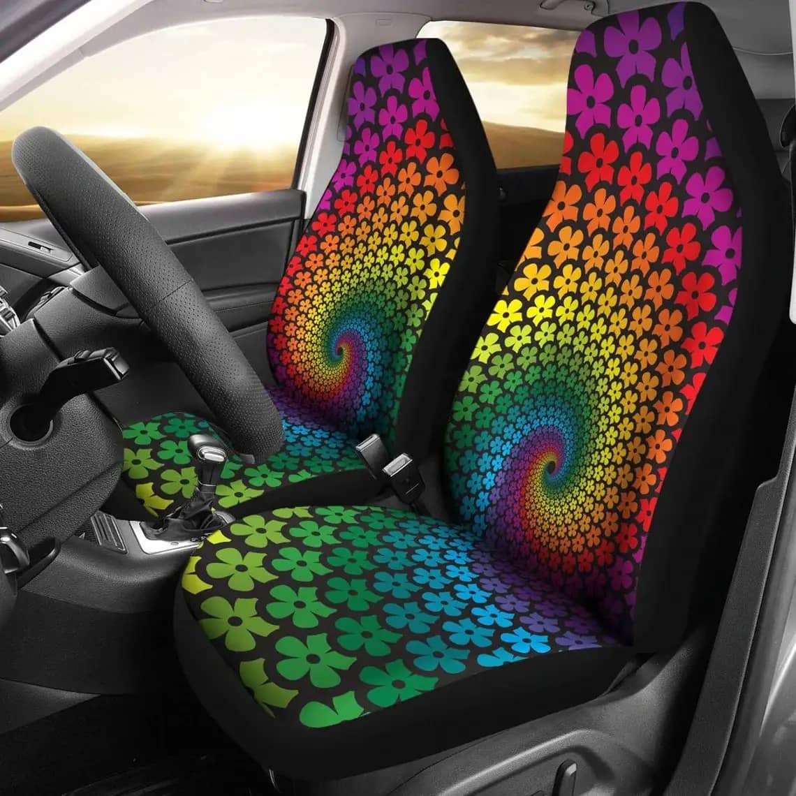 Hippie Flowers Pattern Car Seat Covers
