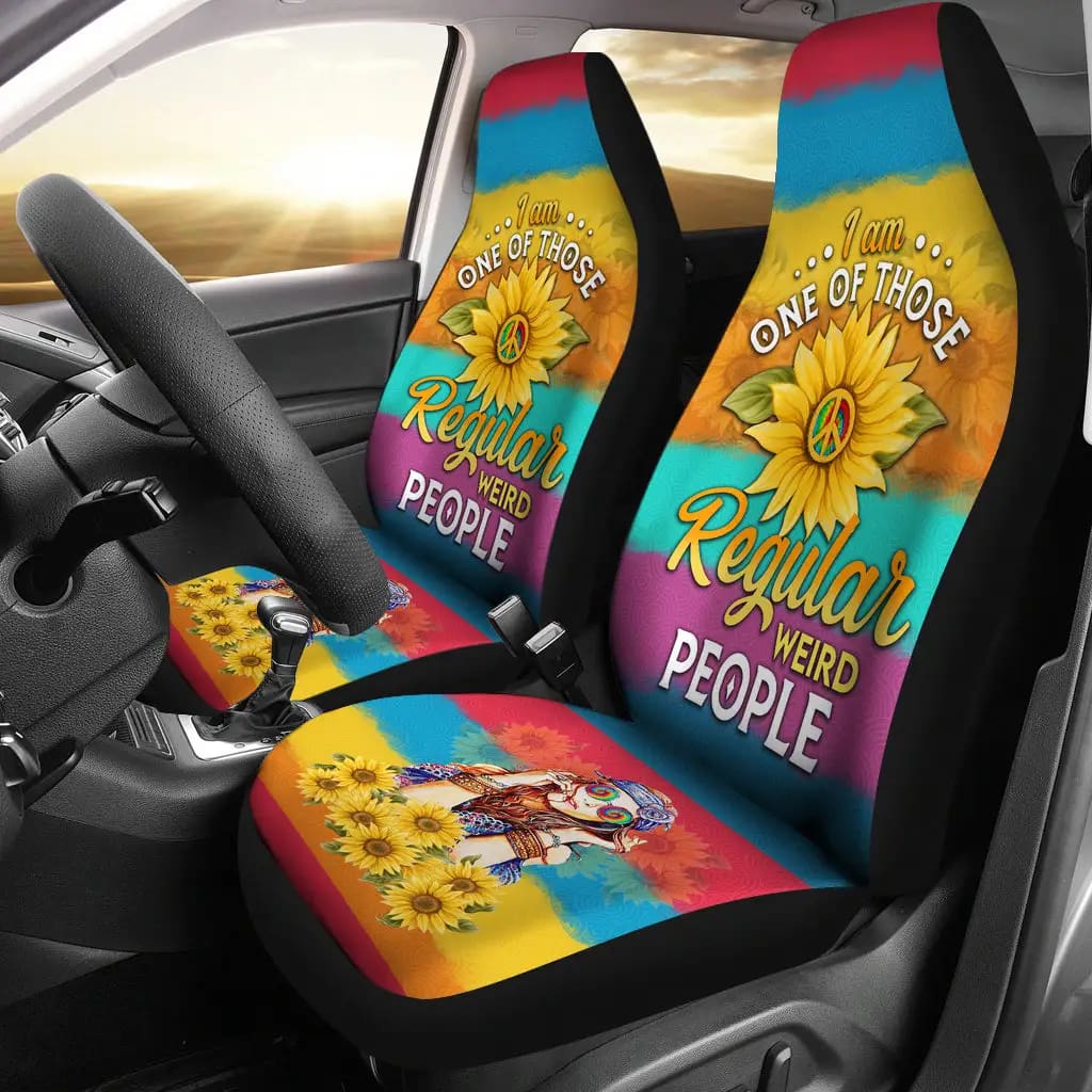 Hippie Girl Color Sunflower Premium Custom Car Seat Covers
