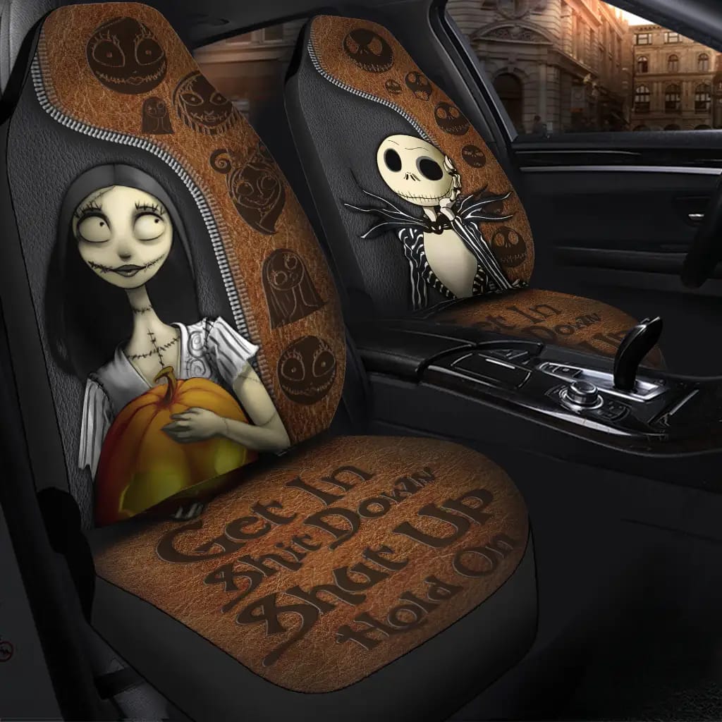 Jack And Sally Nightmare Before Christmas Get In Sit Down Shut Up Hold On Premium Custom Car Seat Covers