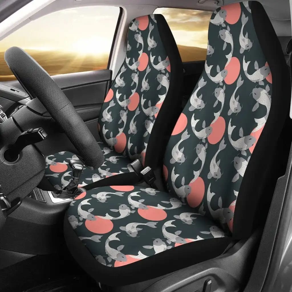 Koi Pattern Universal Front Car Seat Covers