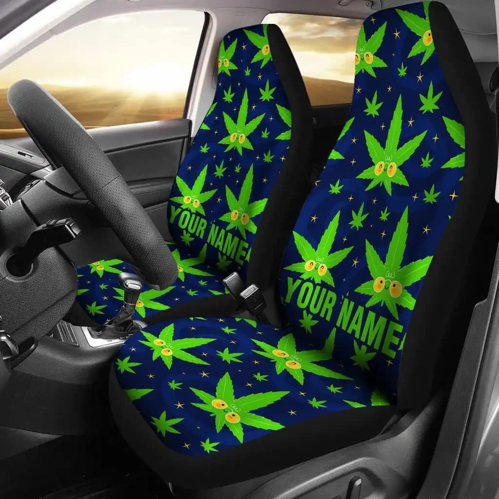 Marijuana Weed Cannabis Universal Front Car Seat Covers